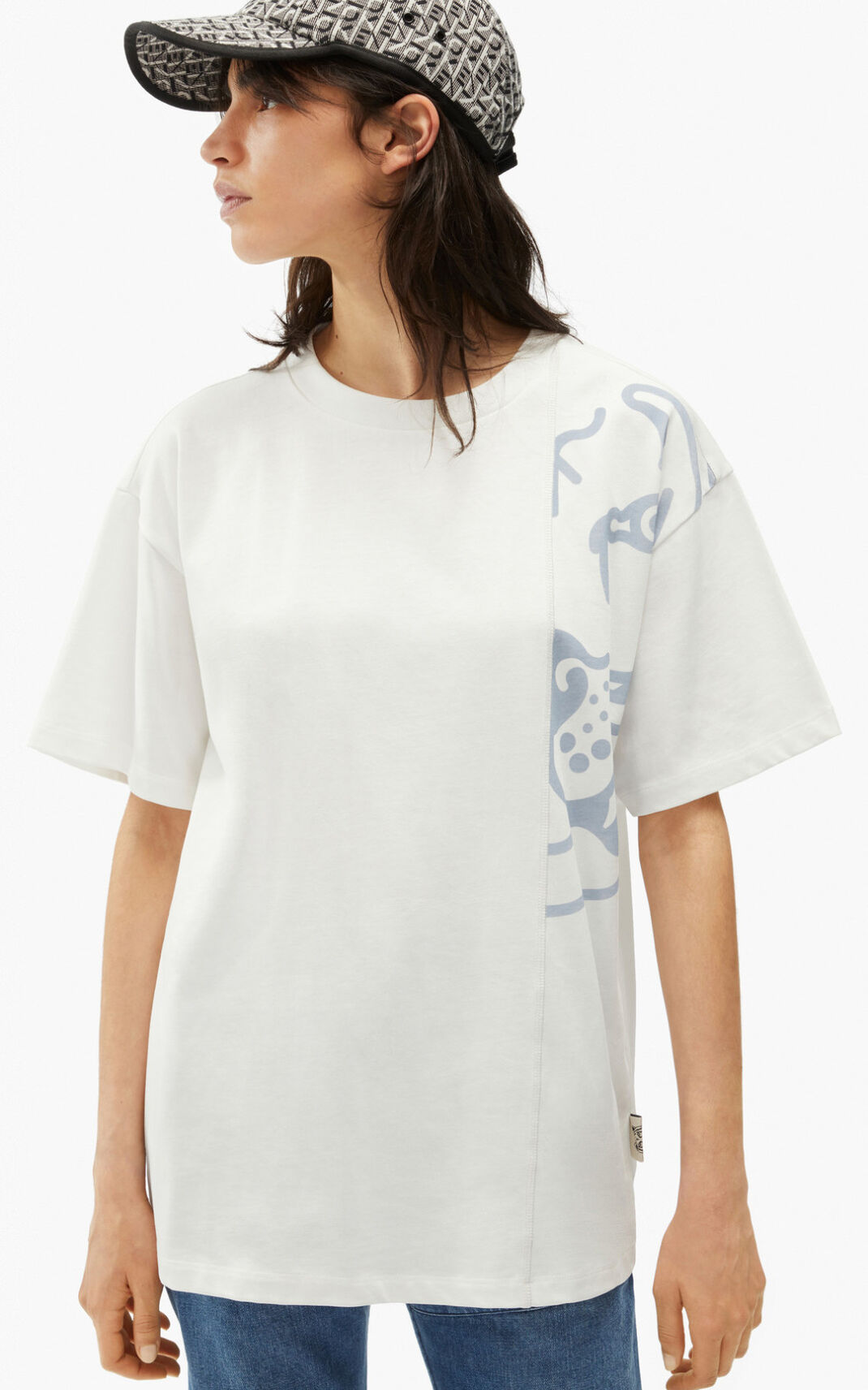 Camiseta Kenzo K Tiger oversized Feminino - Branco | 315KTODIQ